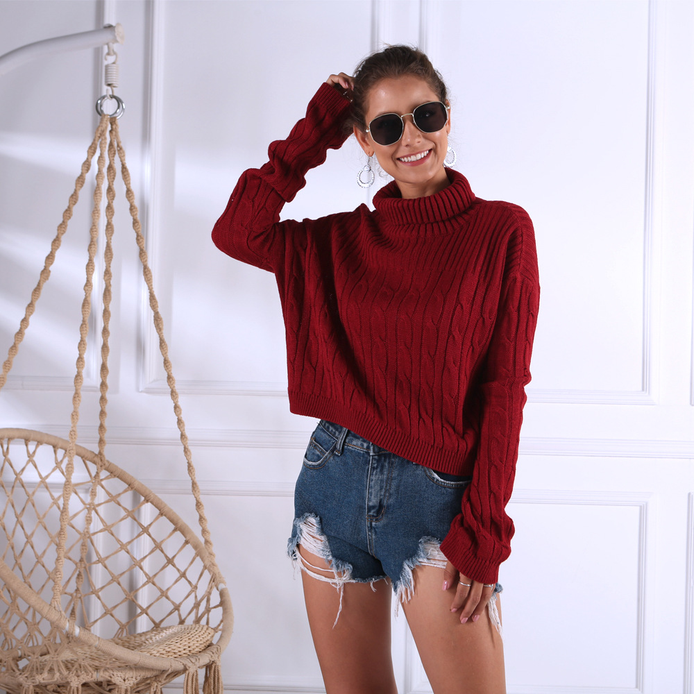 wholesale clothing vendor Nihaostyles solid color high-neck pull-out long-sleeved sweater  NSYX67436