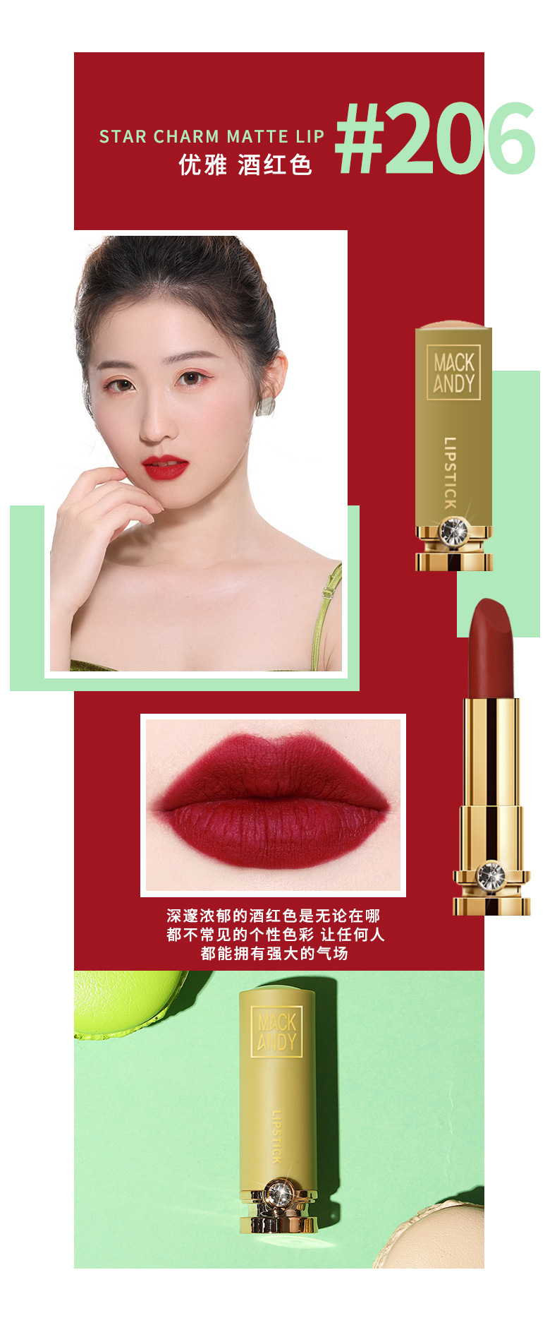 Inlaid Diamond Lipstick Set Student Makeup Lipstick 5 Gift Boxes display picture 2