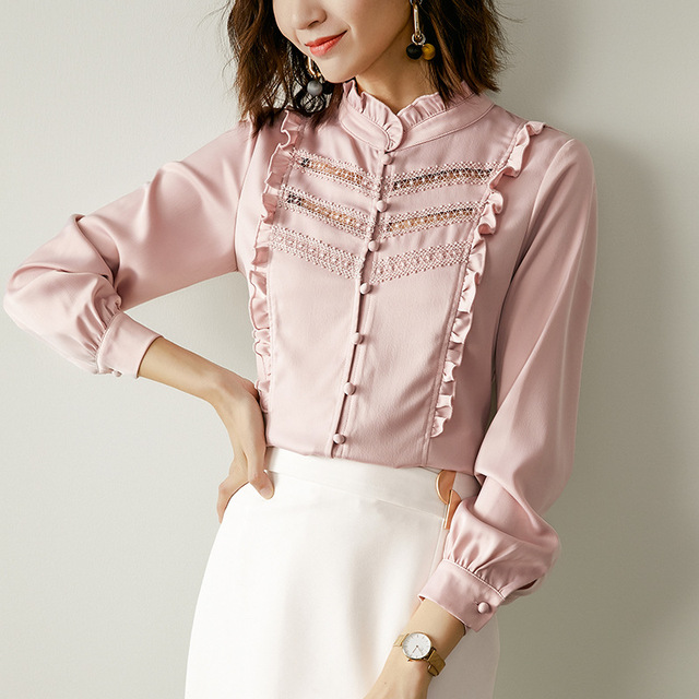 Autumn New Fashion Fashion Chiffon Shirt Long Sleeve Bottom Top