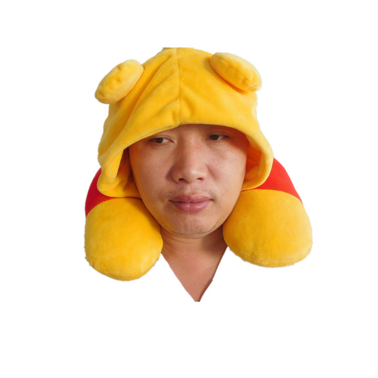 major customized Plush Pillow Conjoined Hooded Cartoon Activities Gift Filling Neck protection pillow benbat