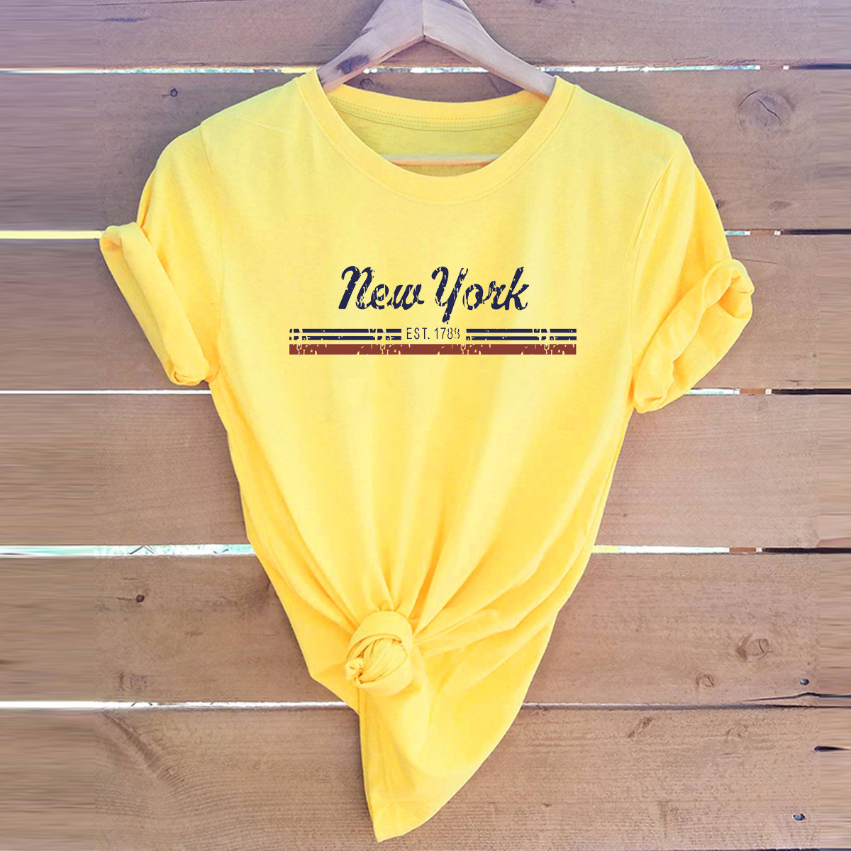 popular camiseta de manga corta con letras de nueva york NSSN3792