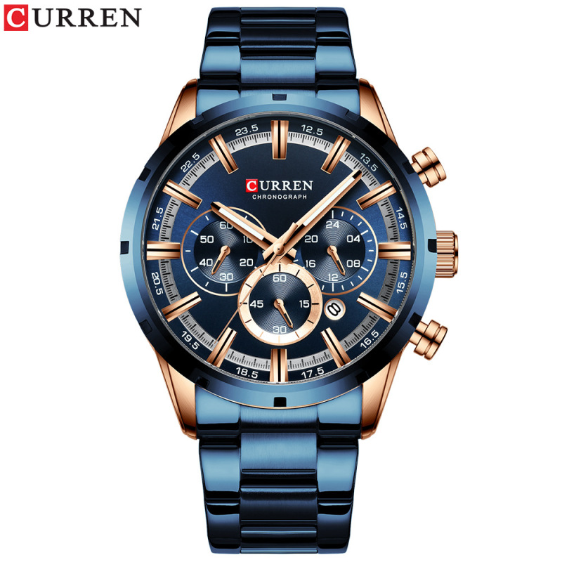 Curren/Carien New 8355 Men's Watch Waterproof Quartz Six-pin Calendar Steel Band Business Men's Watch