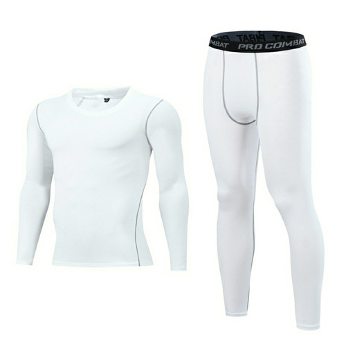 Fitness suit men's gym sports tights long-sleeved trousers quick-drying clothing basketball training equipment spring and summer