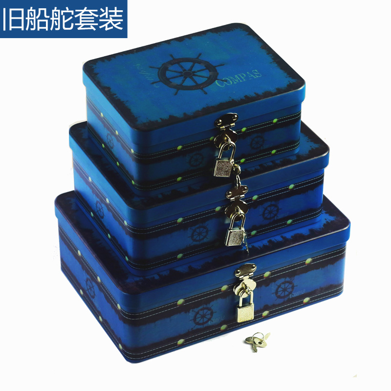 Caja de hierro con cerradura papelería creativa caja de dinero Mini caja de hierro de metal caja de almacenamiento caja de contraseña caja de almacenamiento conjunto de tres piezas image 12