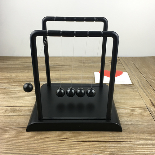 All black Newton pendulum ball, generous billiard ball, Newton's cradle physical model, creative home desktop decoration gift