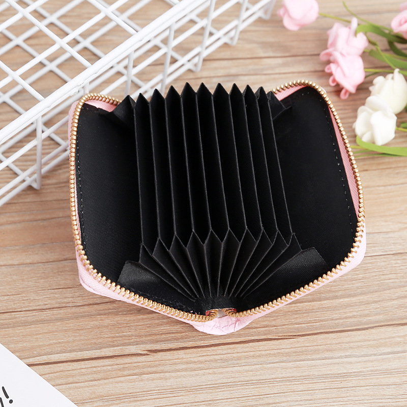 48g Weight Zipper Closure Type Pu Leather Material Solid Color Pattern Unisex Gender Grey, Rose Red, Purple, Blue, Gold, Silver, Black Color Nihaojewelry Wholesale Accessories Korean Woven Pattern Multi-position Card Bag 6
