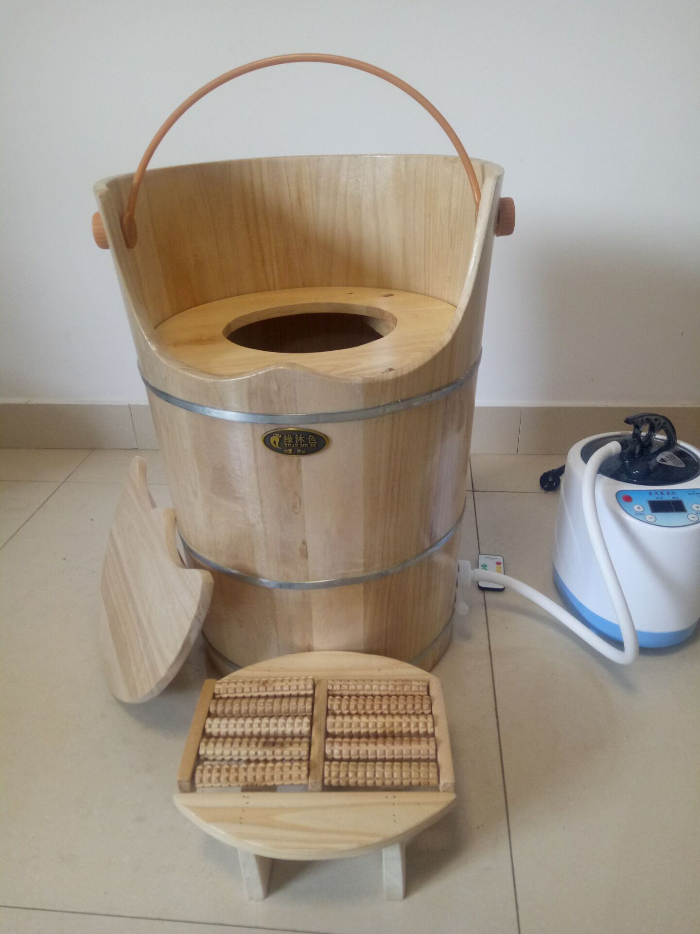 厂家供应60cm实木木桶熏蒸足浴桶足浴盆家庭用养生足疗桶代发|ms