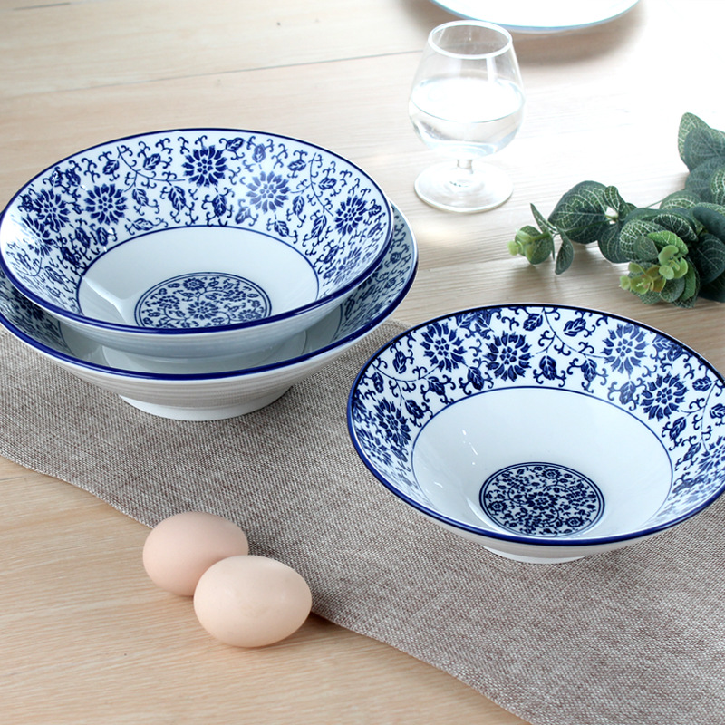 斗笠碗螺纹碗汤碗大号家用陶瓷大碗泡面碗日式拉面碗大汤碗沙拉碗|ms