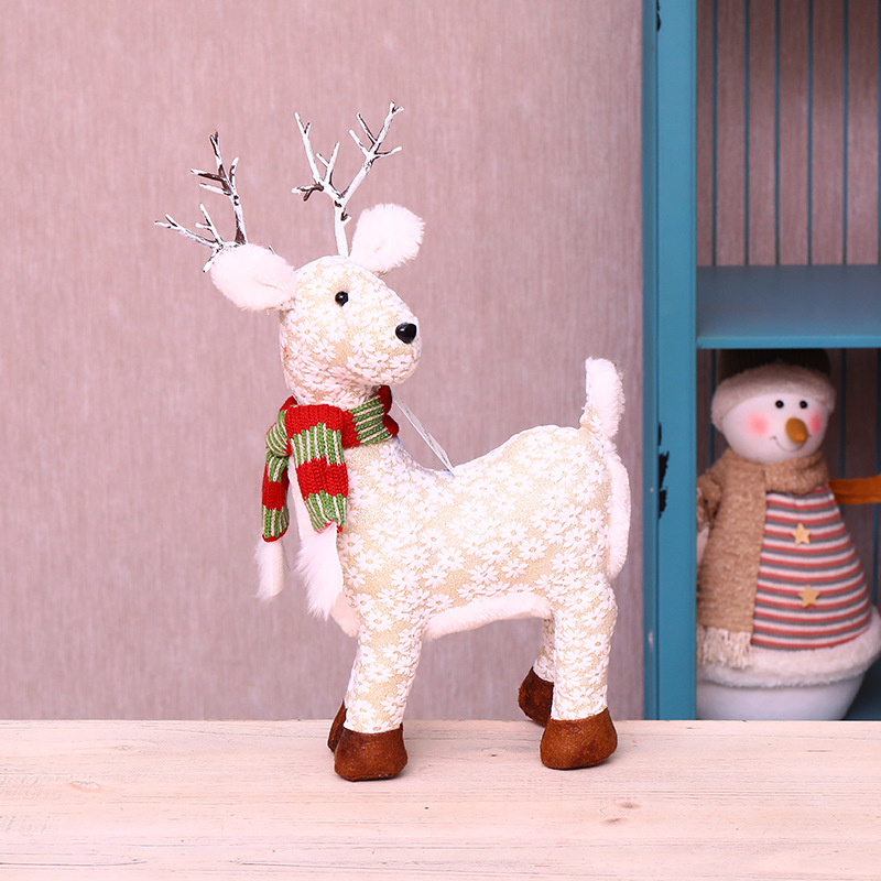 Décorations de Noël festives : Père Noël et rennes en peluche, élan en tissu fait main, cadeau de décoration pour la maison pour enfants et adultes._voghion.com