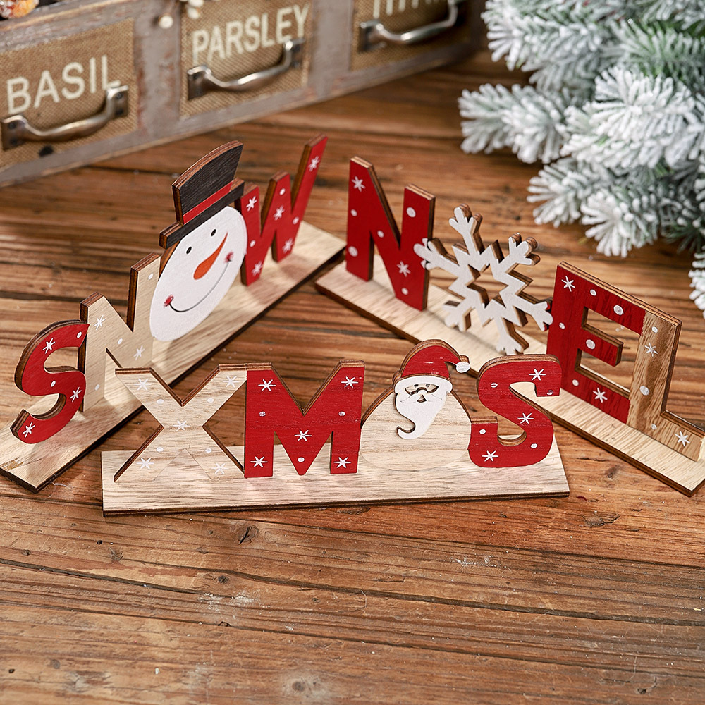 Christmas Decorations Wooden Letters Ornaments Desktop Printing Ornaments