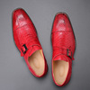 Pointed leather shoes， men's belt buckle， trendy shoes， men's cross-border distribution
