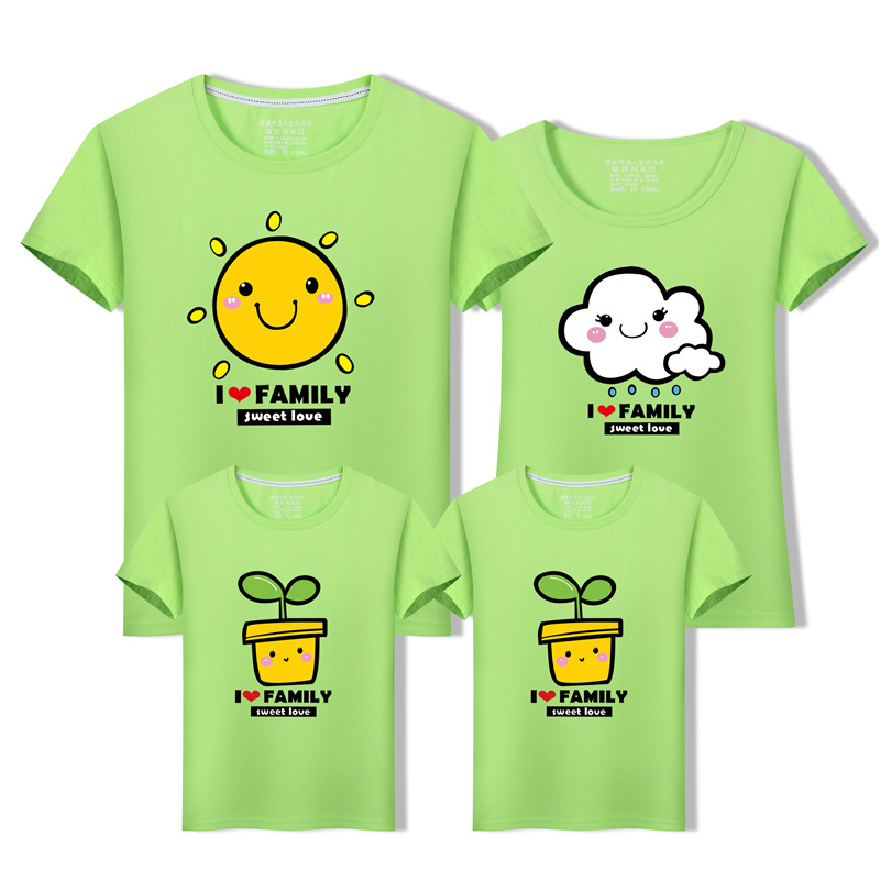 2022 Summer Parent-Child Short-Sleeve T-Shirts, Family Outfits for Three, Factory Direct Sales, Dropshipping Available, Trendy Class Uniforms