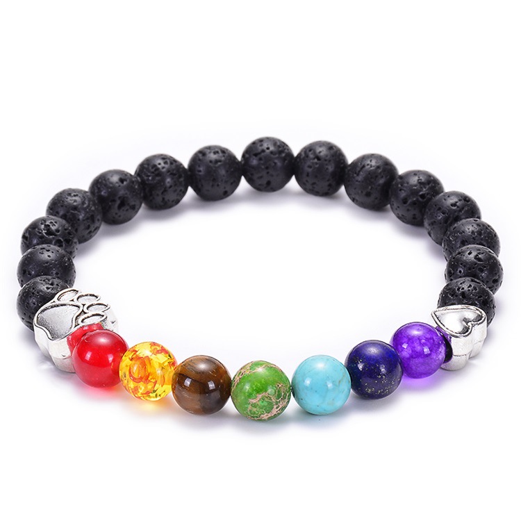 Casual Round Natural Stone Volcanic Rock Bracelets display picture 3