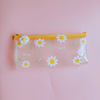 Transparent brand pencil case, capacious retro storage bag, flowered, Korean style