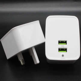 私模2usb充电器2.1A同步整流带灯充电器 usb直充旋转充电器批发