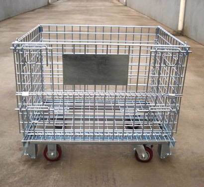 广东广州中山折叠式仓库笼 加轮子仓储笼 铁笼