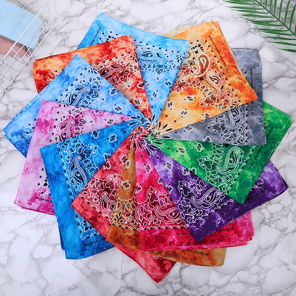 New cross-border BANDANA sports outdoor riding scarf scarf sweat-absorbent square cotton tie-dyed triangle scarf