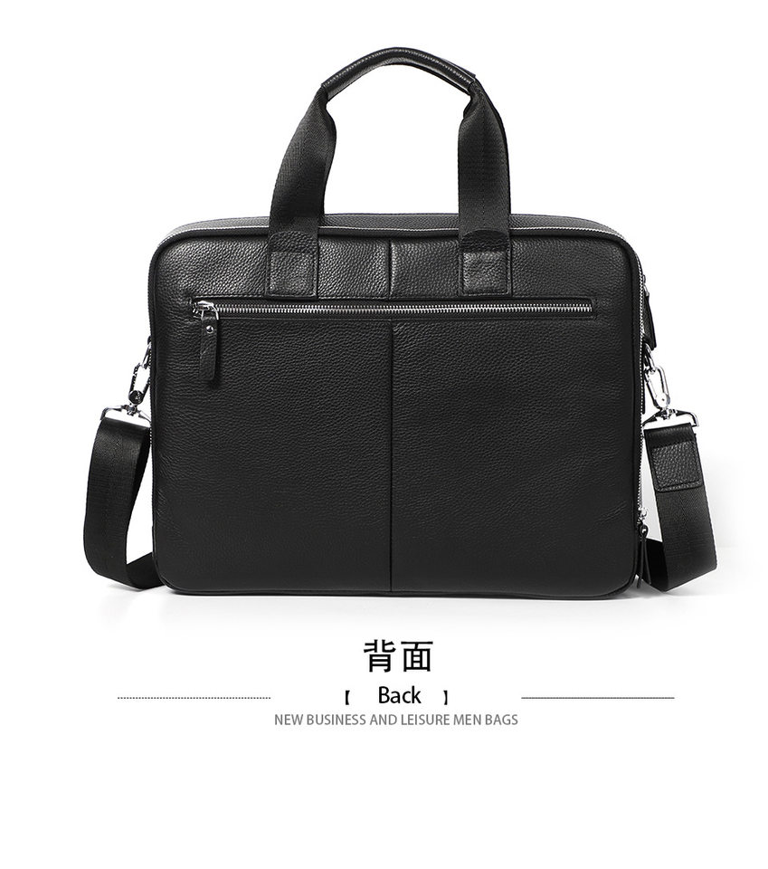 Túi công văn da bò lớp đầu dung tích lớn 38×28×8 cm, túi xách tay đeo chéo một vai cho nam, đựng được laptop 14 inch — Màu đen chi tiết 12