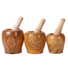 Hand-crank garlic press garlic masher wooden grinder garlic paste mortar household garlic press medicine grinder garlic crushing jar