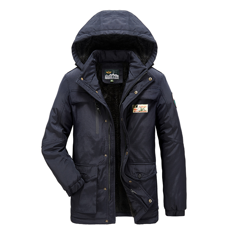 Chaqueta acolchada de algodón para hombres chaqueta acolchada de algodón casual de longitud media chaqueta acolchada de algodón con Capucha forrada de lana para hombres chaqueta acolchada de algodón para hombres cálida chaqueta acolchada de algodón para hombres