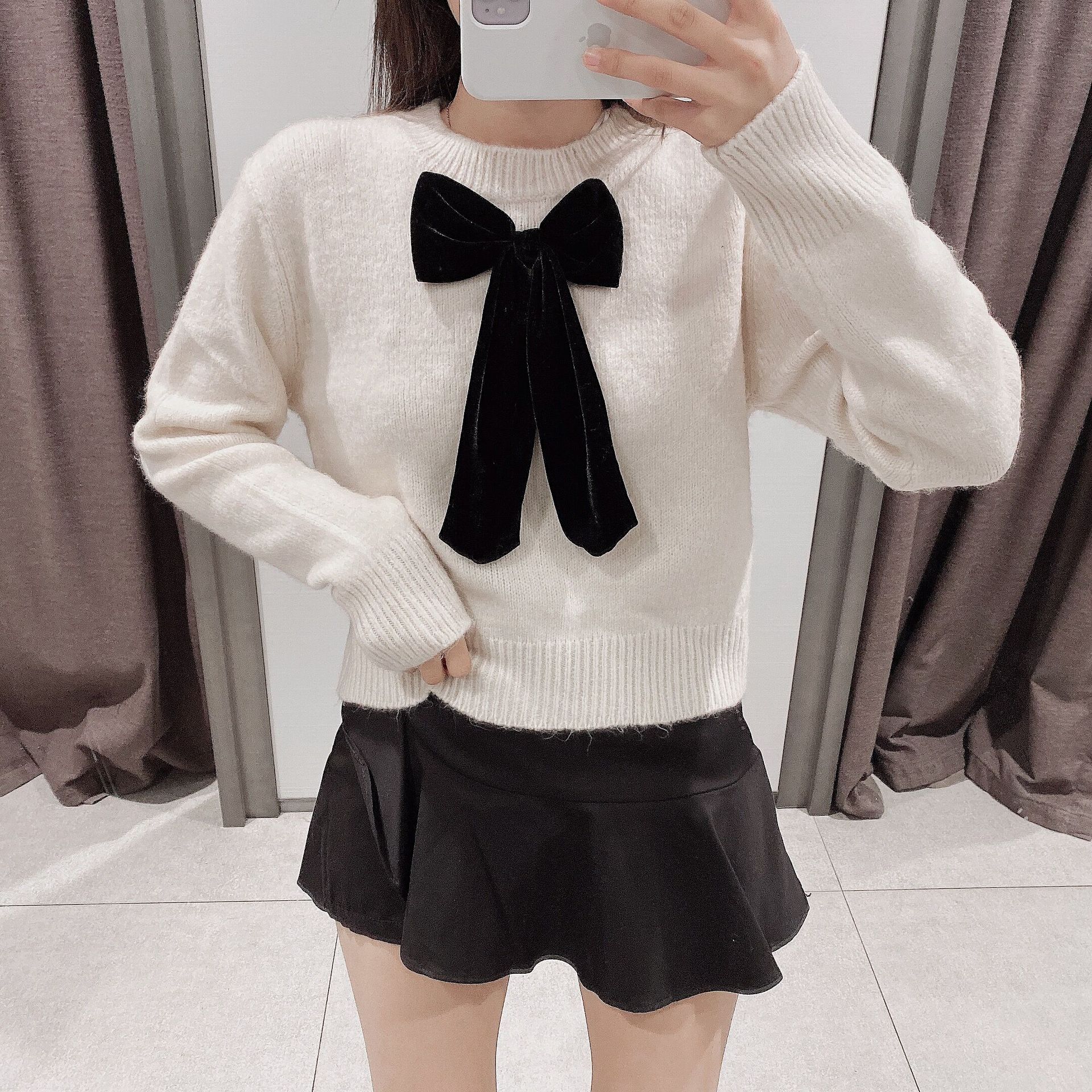 Fashion velvet bow knit sweater NHAM158466picture12
