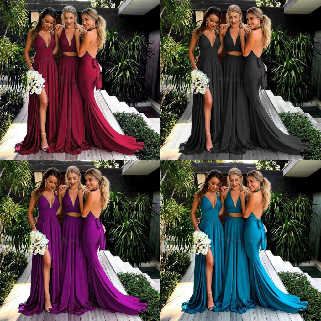 Summer European And American Women's Wear Sling Deep V Dress Bridesmaid Dress Lady Dress