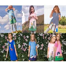 欧美品牌童装批发 夏季新款女童裙子 中小童卡通棉连衣裙