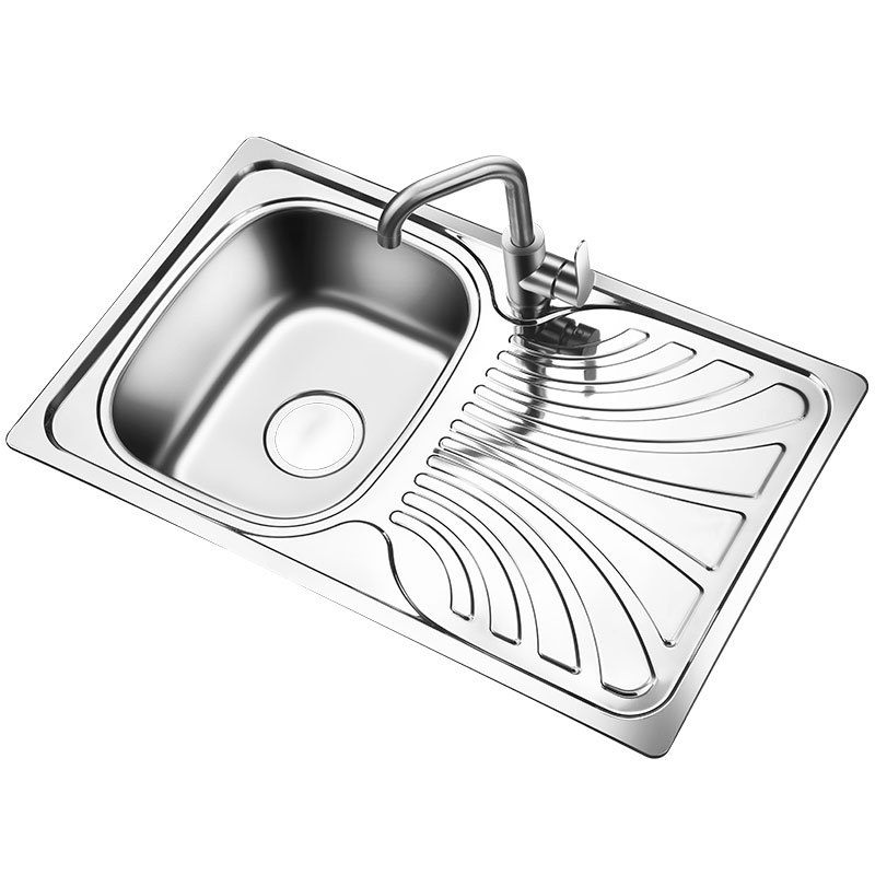 厨房洗菜盆304不锈钢大单槽带沥水板花纹美观洗菜盆 单槽厨房台盆