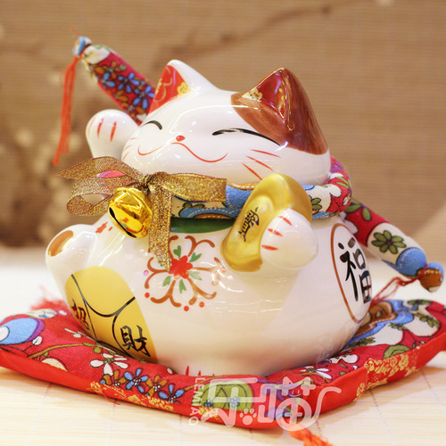 Lemiao 7-inch ceramic lucky money piggy bank crafts gift opening home decoration lucky cat ornaments