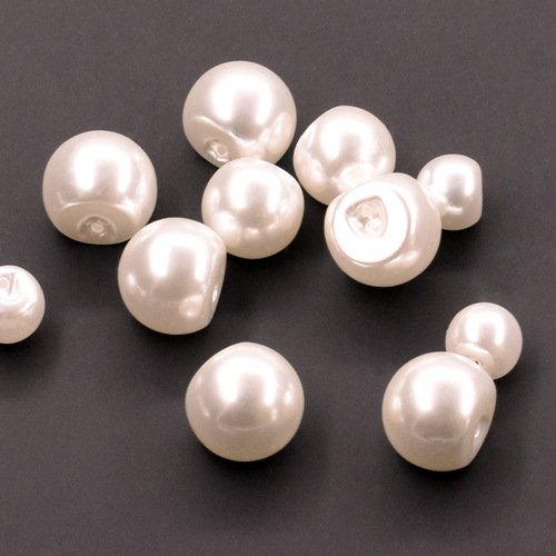 10pcs ABS side holes round pearl buttons for DIY cheongsam chinese dresses shirt hanfu wind qipao dress white buttons of the republic of China