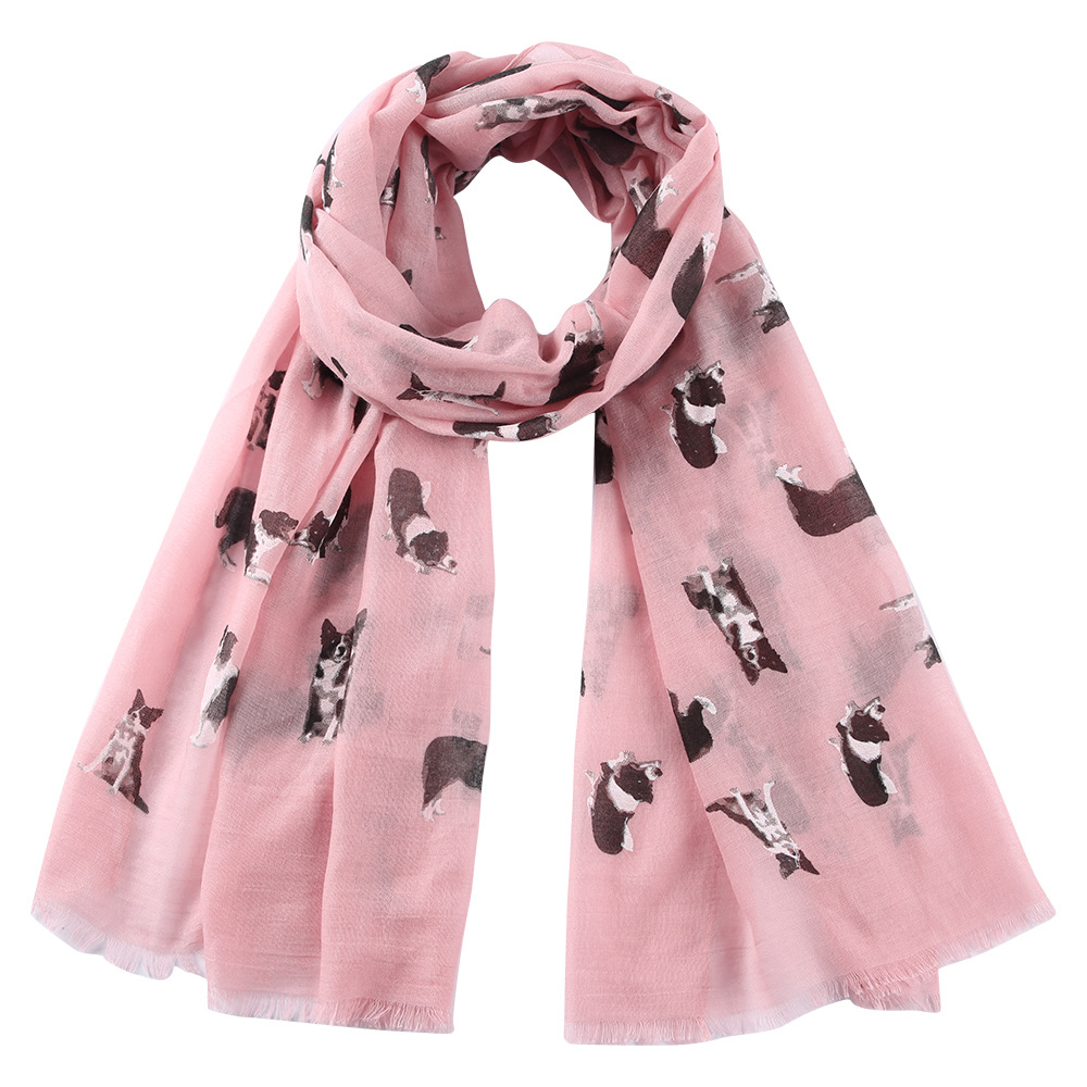 Women's Gender Printing Design Streetwear Style Women's Streetwear Dog Polyester Printing Scarf