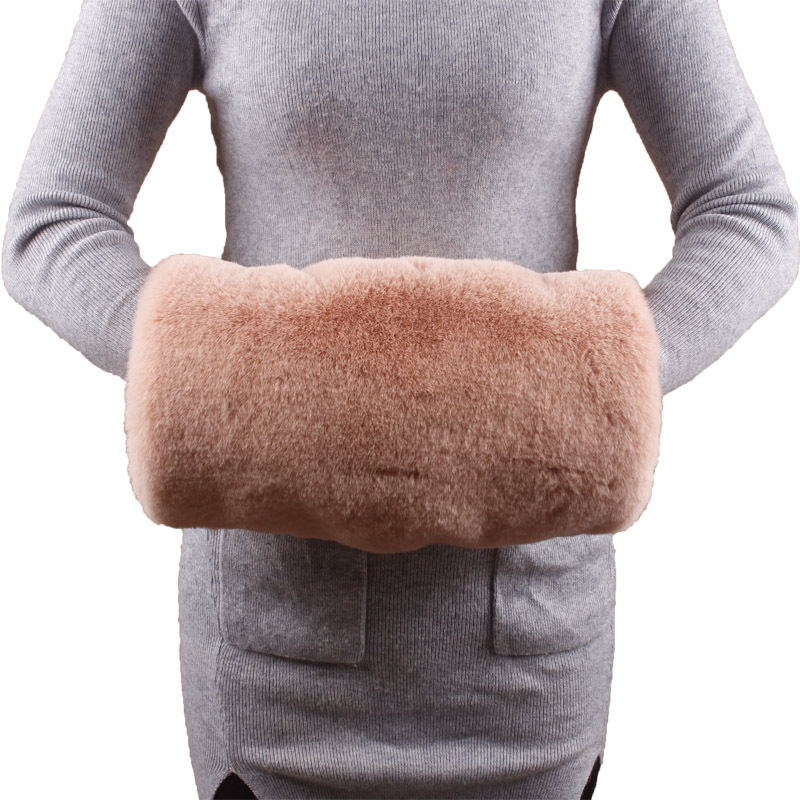 Imitación de piel de zorro protector de mano invierno engrosada mano más caliente de la mano manga de felpa almohada mano más caliente calentador de la mano