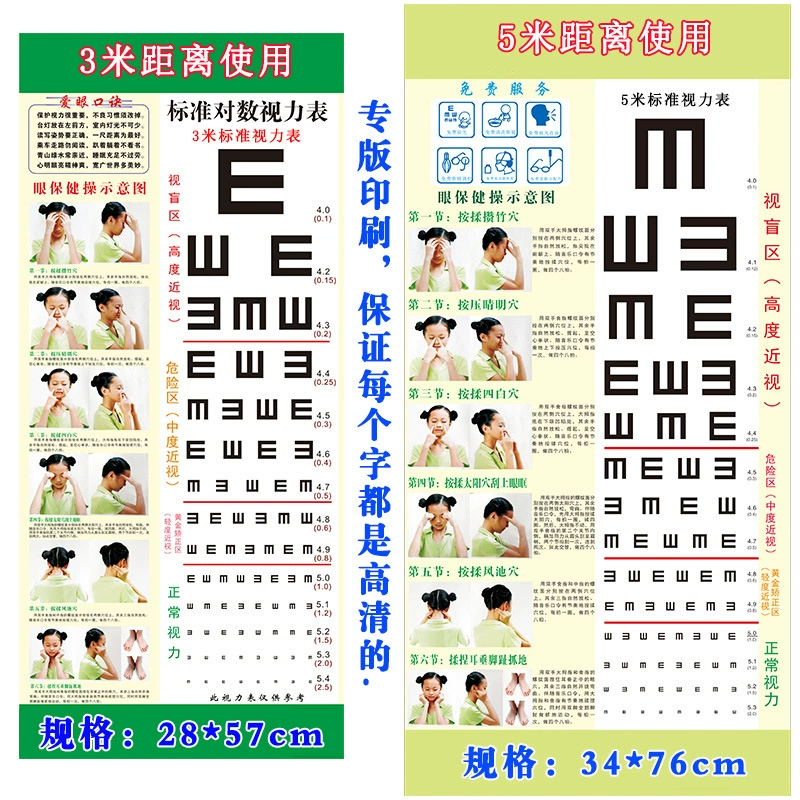 3 м 5 м стандартная логарифмическая визуальная таблица пользовательского утолщения дизайн печатной логотипа для детей