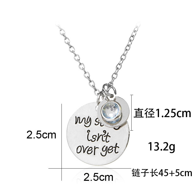 New Fashion Geometric Round Tag Necklace English My Story Isn&#39;t Over Yet Necklace Wholesale display picture 1