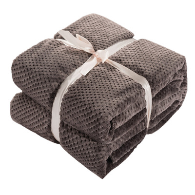 加厚純色網眼菠蘿格毛毯法蘭絨蓋毯珊瑚絨日式空調毯子定制禮品毯