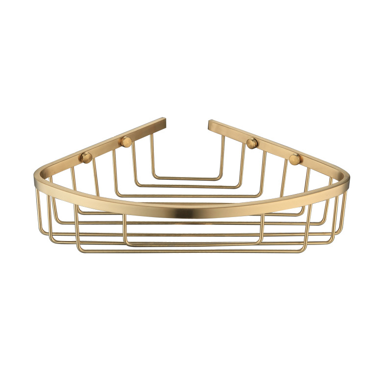 304不锈钢浴室置物篮 卫生间网篮置物架墙角壁挂式打孔单层三角篮