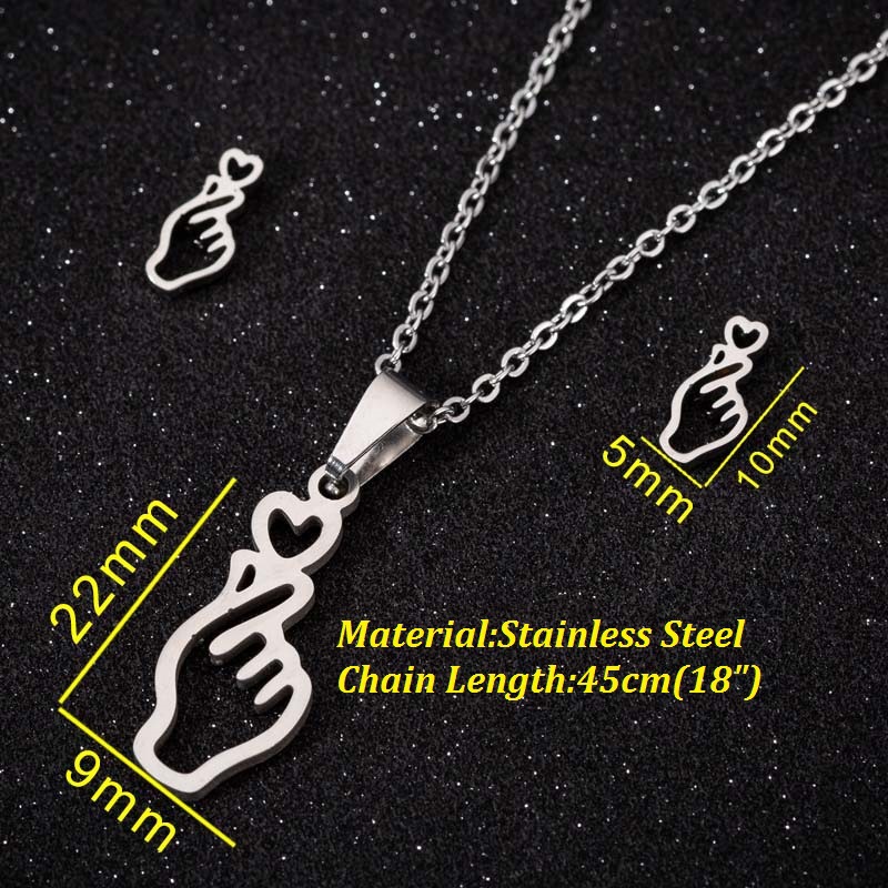 Gesture, Heart Shape Pattern Women'S Gender Plating, Hollow Out Design Wholesale Jewelry Modern Style Simple Style Gesture Heart Shape 201 Stainless Steel 18K Gold Plated Plating Hollow Out Jewelry Set