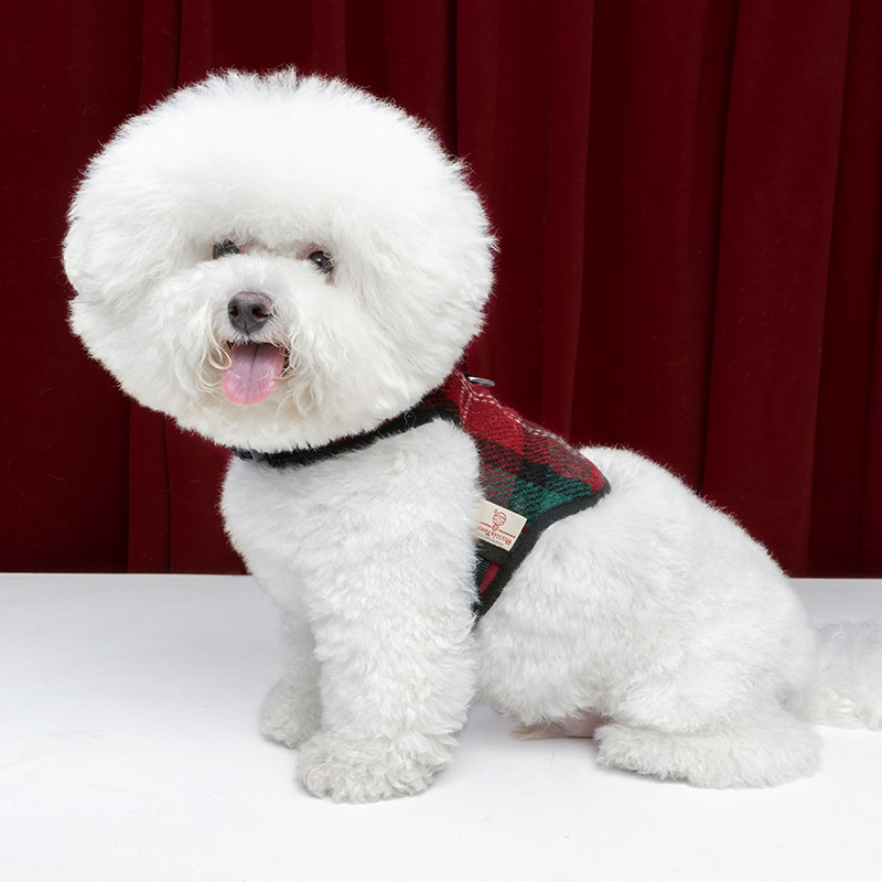 TUFFHOUND宠物胸背背心式羊毛时尚格子中大型犬狗背带宠物用品
