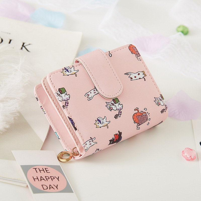 2020新款钱包女学生韩版可爱萌趣卡通时尚折叠零钱包女多功能卡包