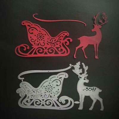 Cutting Dies carbon steel Knife mold Etching cutting Puzzle Knife mold Christmas Sleigh Deer