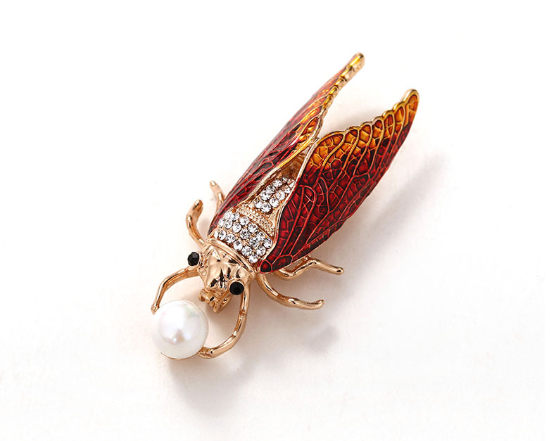 Daily Occasion Retro Pin Insect Alloy Enamel Plating Inlay Rhinestones Pearl Unisex Brooches