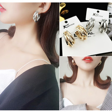 东大门爆款个性光面三环耳圈C型半圈耳坠耳饰韩版夸张潮饰品E0041