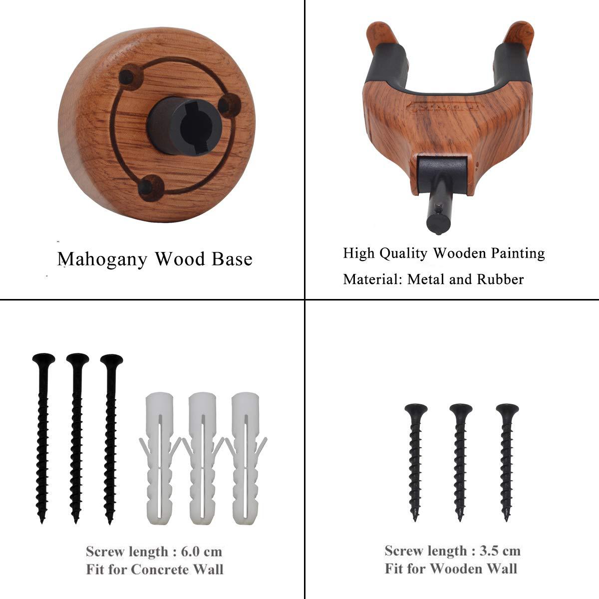 Amazon suministro guitarra de madera desmontable gancho de transferencia de agua de impresión grano de madera dividida autoblocante gancho de la guitarra fabricante