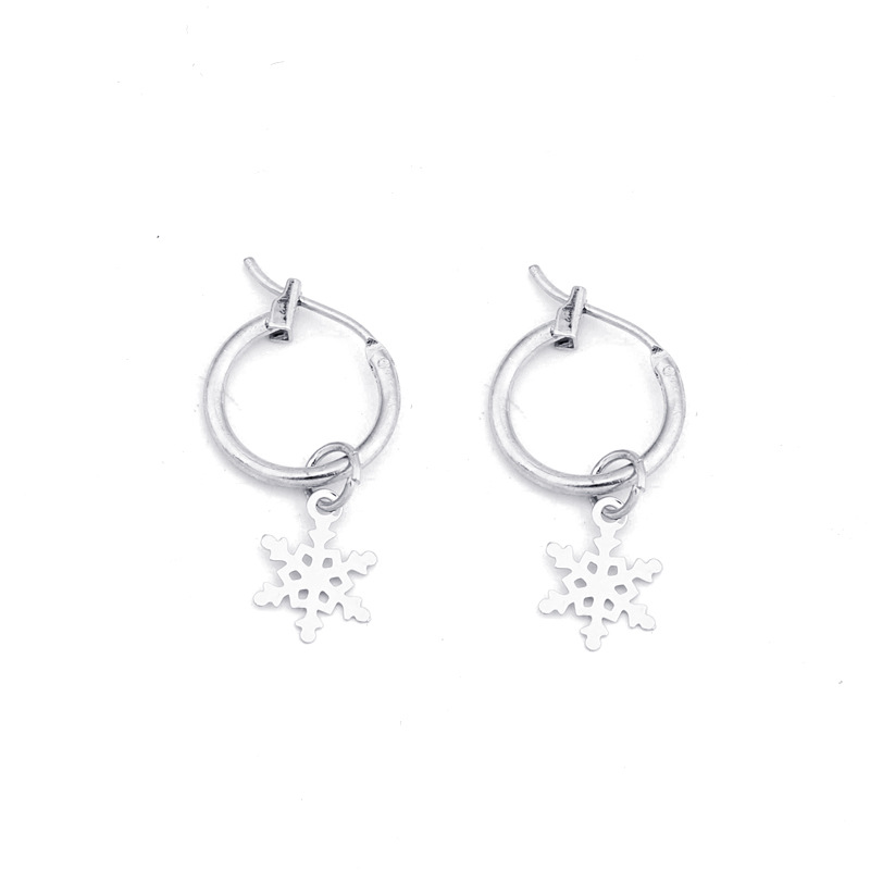 Korean Exquisite Small Earrings Simple Laser Water Droplet Snowflake Diamond Alloy Pendant Ear Buckle Wholesale Nihaojewelry display picture 8