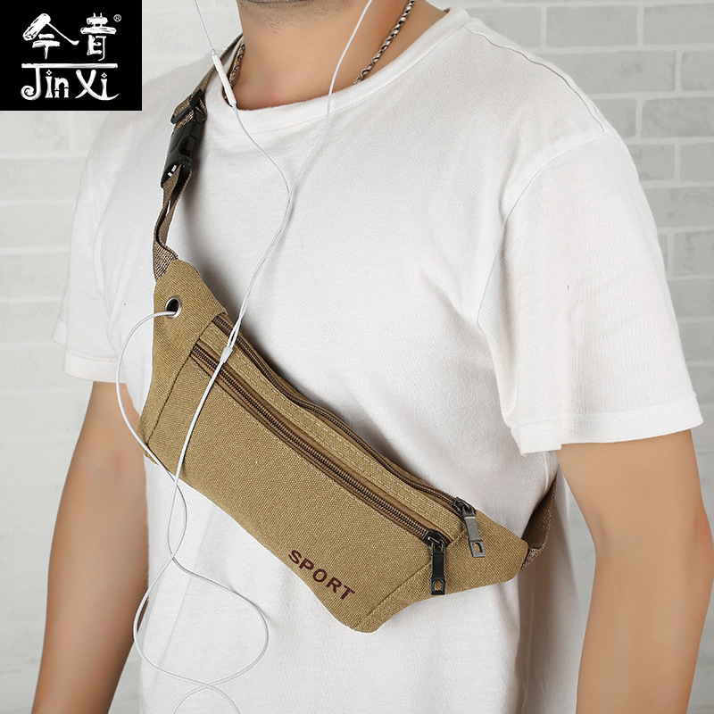 户外骑行登山功能多帆布腰包男女 休闲时尚手机腰包 运动跑步腰包