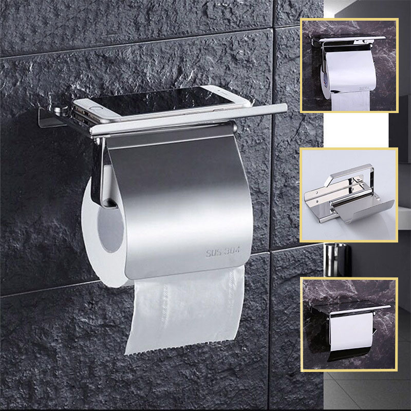 免打孔304不锈钢酒店厕所卷纸架宾馆卫生间手机置物架浴室厕纸架|ms