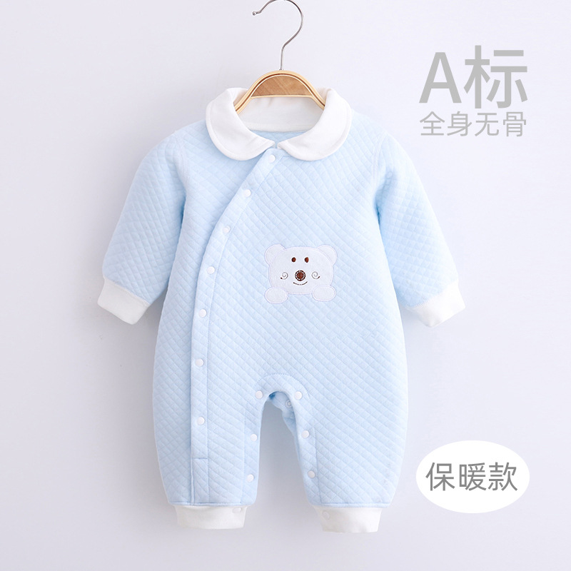2021春秋冬新款婴儿连体衣加棉保暖长袖宝宝哈衣爬服韩版一件代发