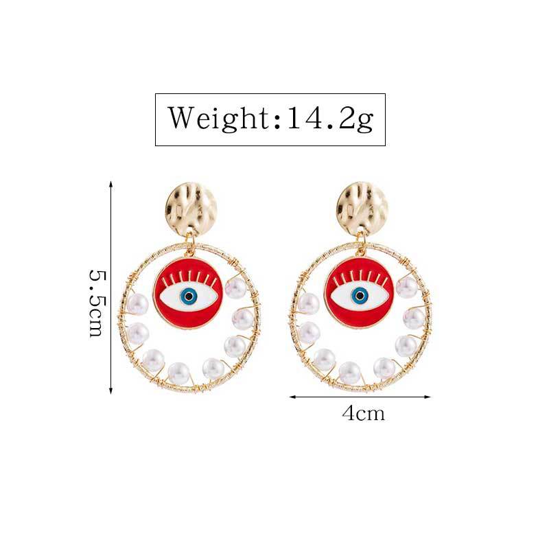 Pendientes Nuevos Pendientes De Ojo De Demonio Chapados En Oro Pendientes De Perlas De Moda Para Mujeres display picture 1