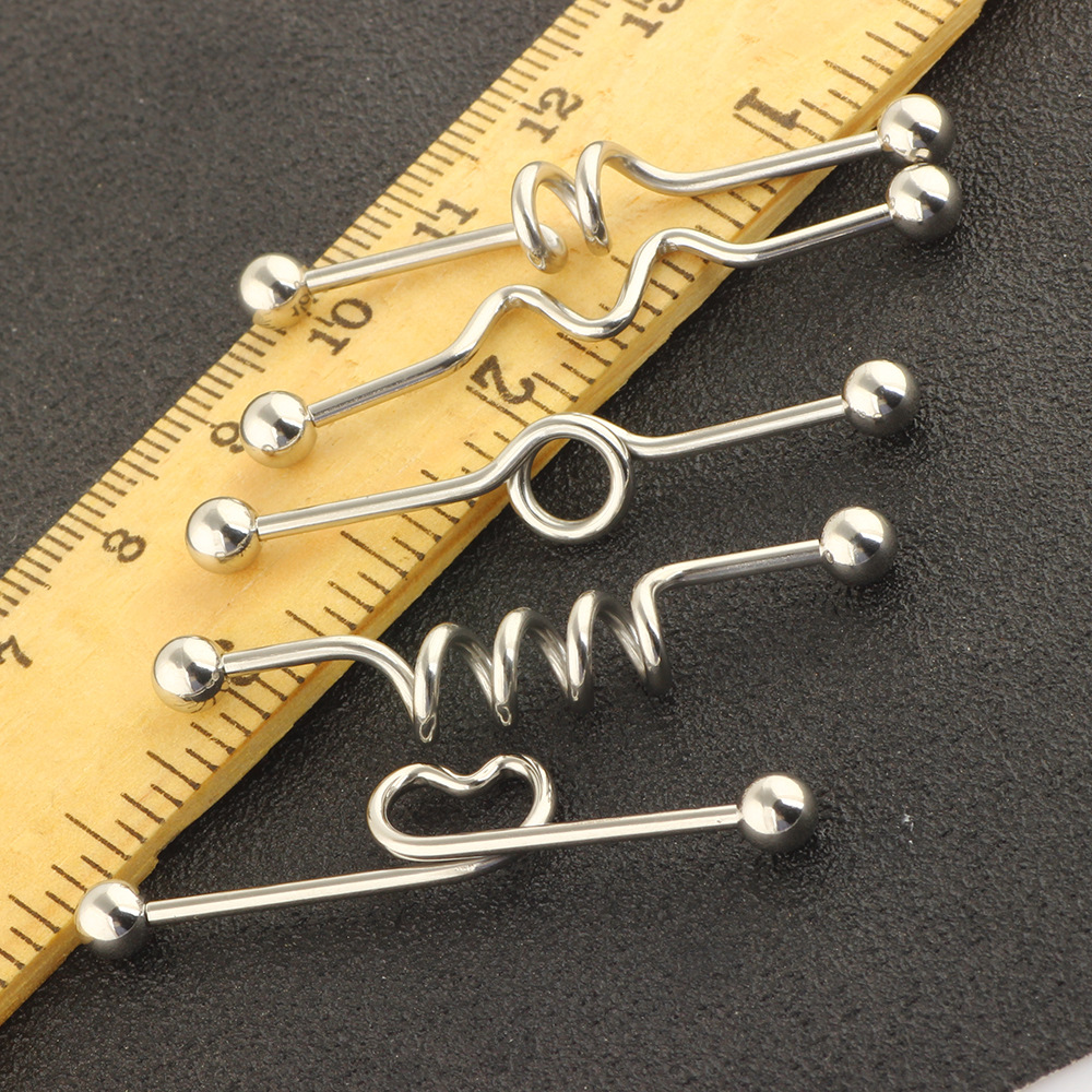 5-Piece Industrial Earring Set Long Rod Piercing Earrings Stainless Steel Ear Cartilage Jewelry Set detail image 17