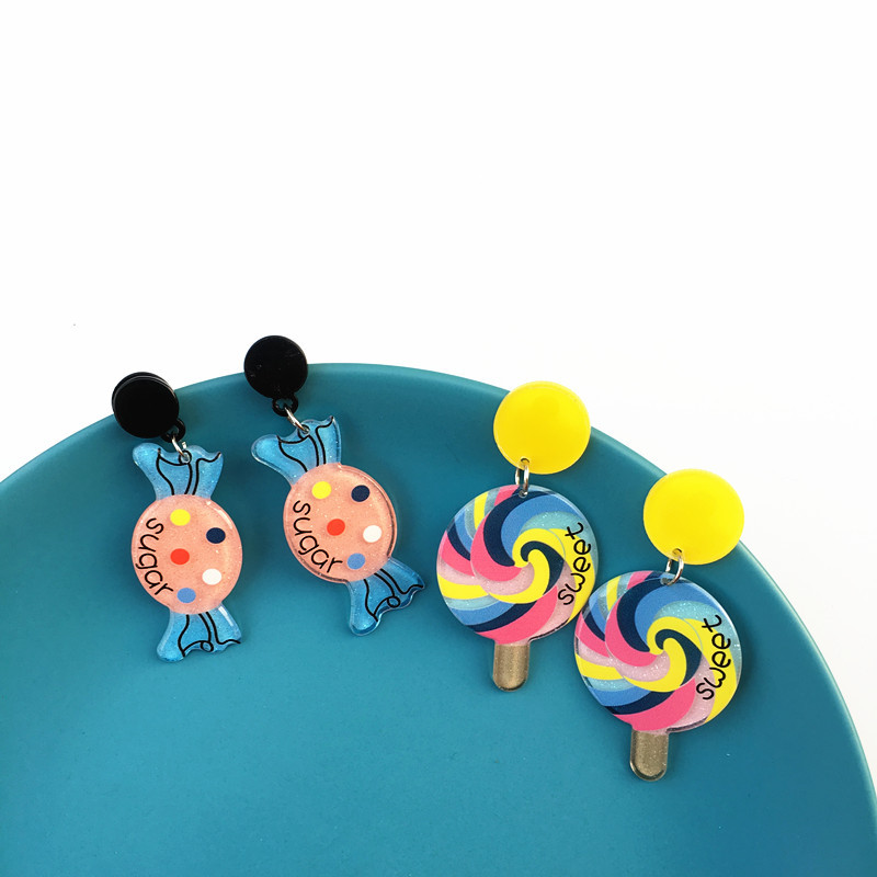 Fashion Dessert Color Lollipop Cartoon Funny Food Earrings display picture 2